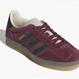 New Adidas Gazelle Men's Burgundy and Forest Green Sneakers